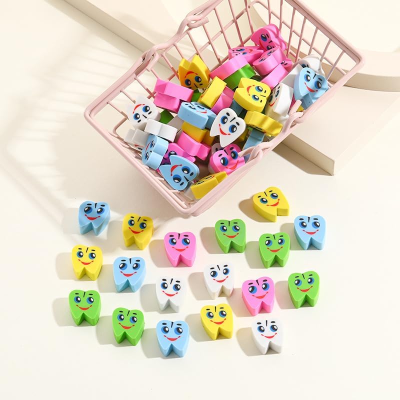 Kleeblatt Large Teeth Erasers for Kids Bulk, 70 PCS Big Large Fun Desk Pets for Kids Classroom, Treasure Box Prizes,Party Favors for Kids Goodie Bags, Back to School Gifts for Students - Image 4